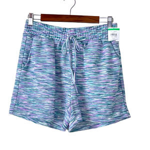 Melloday Blue Multicolor Drawstring Knit Shorts NWT Size Small